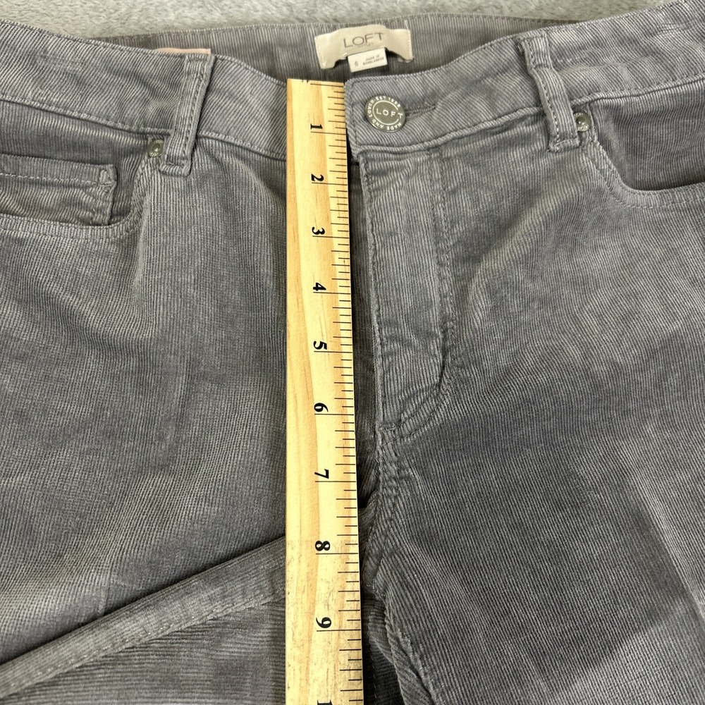 LOFT Womens 6 Gray Corduroy Curvy Skinny Stretch Pants Career Boho College Y2K - Picture 8 of 13